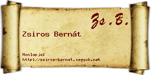 Zsiros Bernát névjegykártya